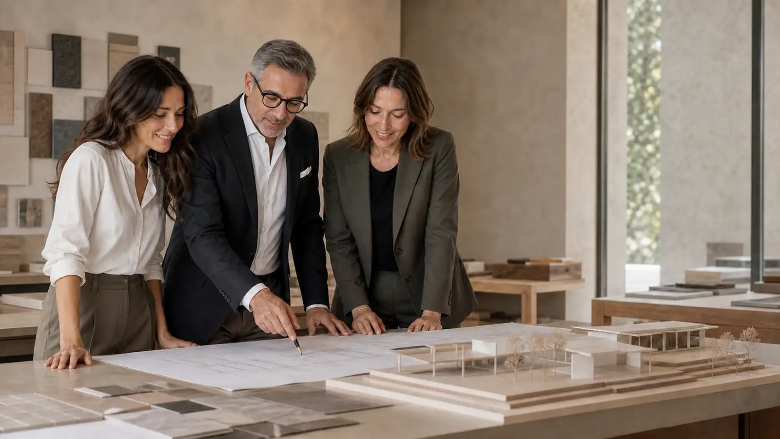 Il team EdilRossi esamina un progetto architettonico
